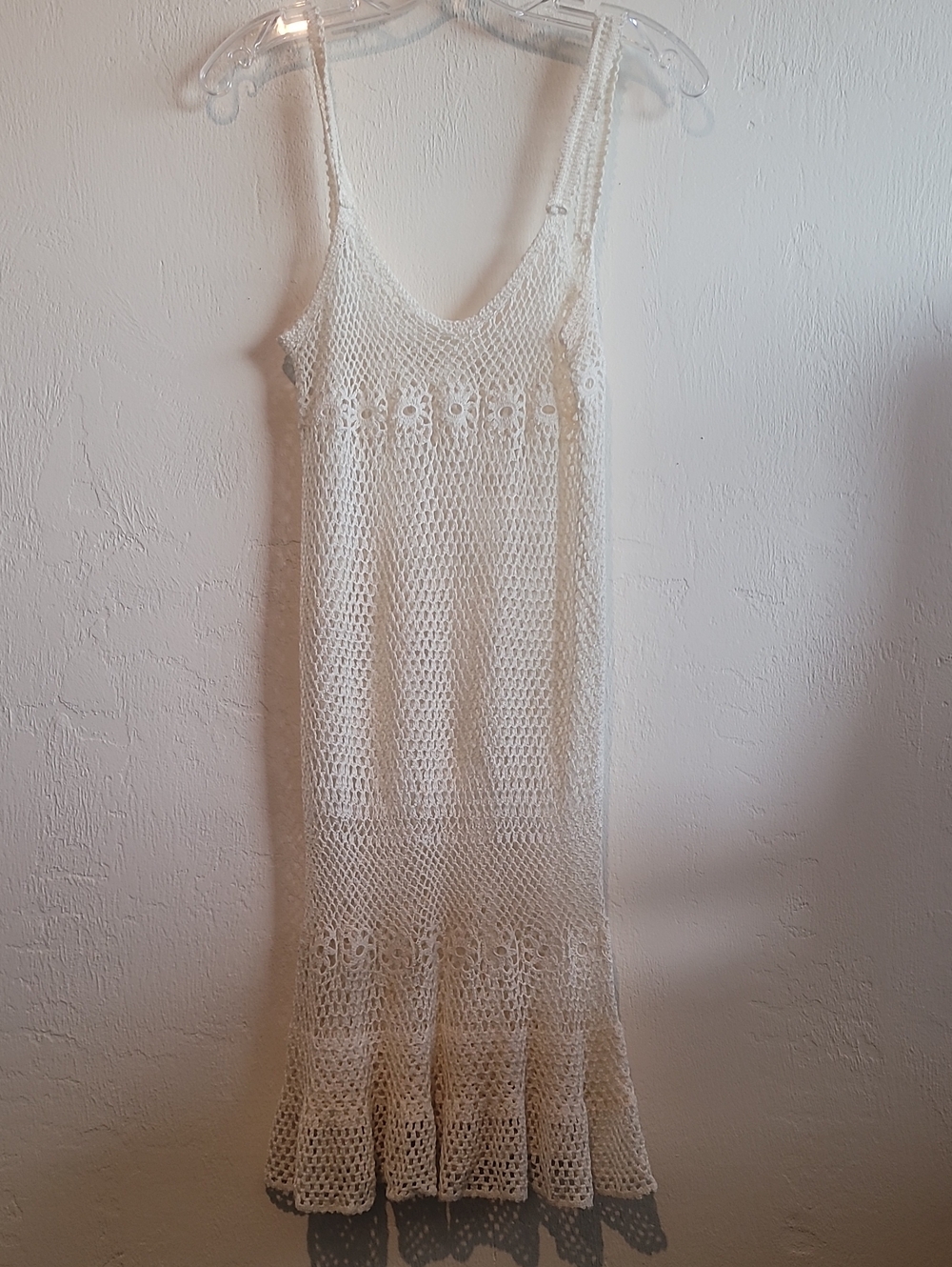 Women’s White Crochet Swim Cover-Up Dress -